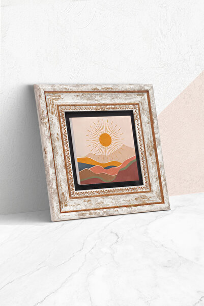 Pinecone Boemski uokvireni kameni zidni obraz - Dekorativna moderna umetnost,...