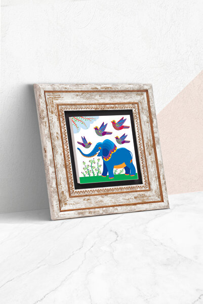 Pinecone Slikanje na kamenu zidu sa okvirom u obliku slona – Dekorativna mode...