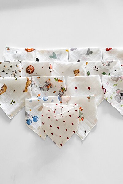 COOLMINIES 5 Adet Karışık Kız Desen %100 Pamuk Müslin Kumaş İki Çıtçıtlı Bebek Önlük,Salya Önlüğü,Bebek Fular