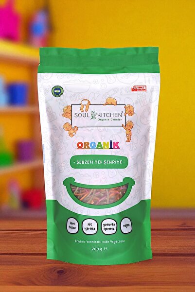 Soul Kitchen Organik Ürünler Organik Sebzeli Tel Şehriye 200gr - (İLAVE TUZSUZ) (VEGAN)
