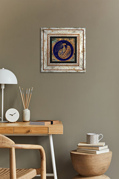 Pinecone Pictură pe perete cu piatră înrămată cu păun – artă modernă decorativă, decor pentru casă și birou | T1-188 |