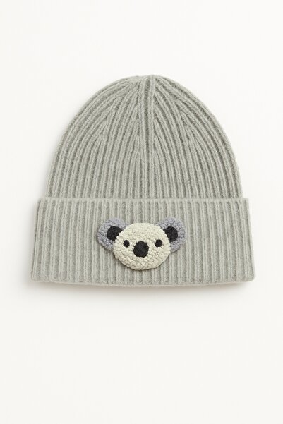 byebruketenci Beretă gri din lână cu detaliu Koala Punch, cadou de lux de Cră...