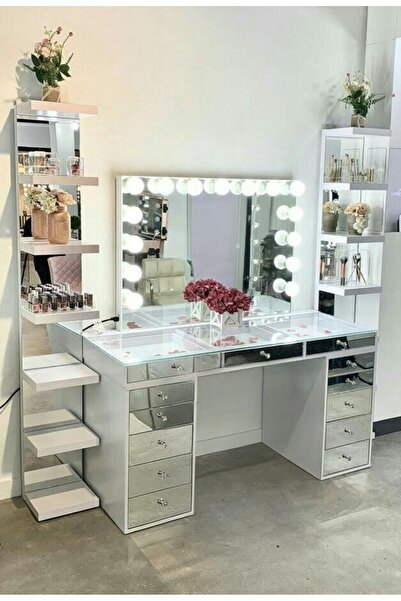 LUXURY VİLLA Luxury Makyaj Masası 140x45cm Yük 80cm 2 Adet Dekoratif Raf Not:...