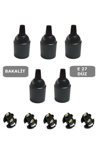 CONANA İtalyan E27 Duy - Vidalı Düz Duy (Bakalit) (250V 4A) 5 Adet