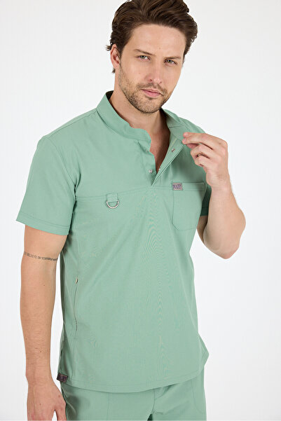 MAZEY UNİFORM Çağla Yeşili Likralı Hakim Yaka, Hemşire ve Doktor üniforma, Vi...