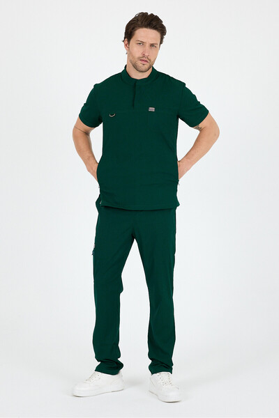 MAZEY UNİFORM زي طبي أخضر من الليكرا بياقة حكم، زي موحد للممرضات والأطباء، مل...