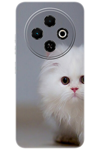 TECNO Spark 30C (KL5/KL5n) Uyumlu Kılıf Desen Baskılı Silikon Beyaz Kedi STK:139 CP-mUZEGC0