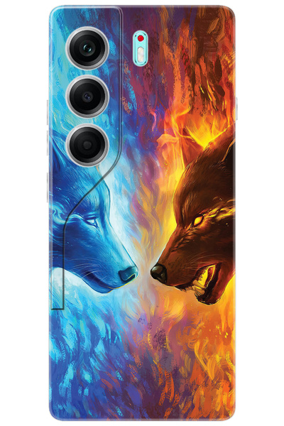 TECNO Camon 40 (CM5) Uyumlu Kılıf Desen Baskılı Silikon Alev ve Kurtlar STK:4...