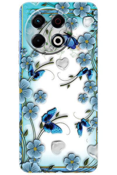 TECNO Spark 30 Pro (KL7) Uyumlu Kılıf Desen Baskılı Silikon Çiçek ve Kelebekl...