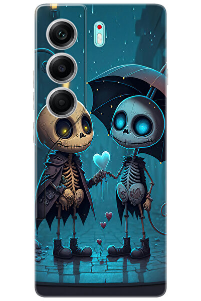 TECNO Camon 40 (CM5) Uyumlu Kılıf Desen Baskılı Silikon Aşık İskeletler STK:7...