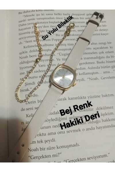 Ricardo Genuine Leather Beige Color Cord Women Wristwatch with Waterway Brace...