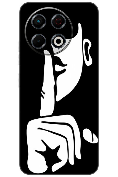 TECNO Spark 30 Pro (KL7) Uyumlu Kılıf Desen Baskılı Silikon Siyah Beyaz Sessi...