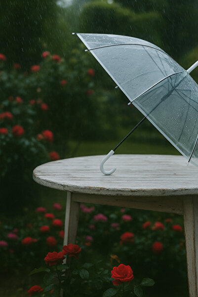 Silmaril 70 cm Şeffaf Şemsiye Yağmurdan Doludan Kardan Korur Pratiktir Dayanı...