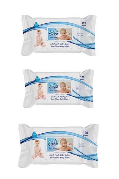revan مجموعة مناديل مبللة بالماء فقط مكونه من 3 عبوات 3×120(360منديل) صناعة سعودية