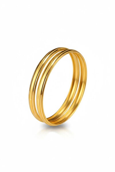 Çgk Çiğdem Gürel Kuyumculuk 2'li 8K Altın Düz Çizgili Tasarım Hediyelik Bilezik – Kadın, Parlak Sade Model