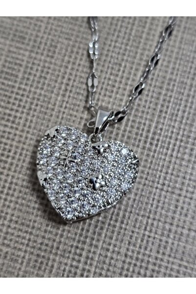 stainles steel Kalp Desenli Paslanmaz Çelik Kolye