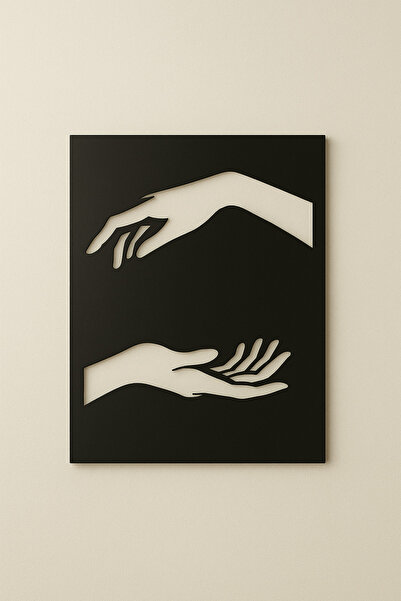 VENON Black Metal 30X40 cm Rectangular Touching Hands Pattern Wall Decor Modern Minimalist Metal Painting