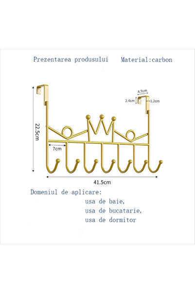 QGC Over-the-door hanger with 7 hooks, 41.5x20cm, light golden clouds, 0161