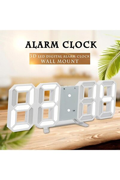 fun zone Multifunctional LED Digital Wall Clock 12H/24H Time Display With Alarm Plastic