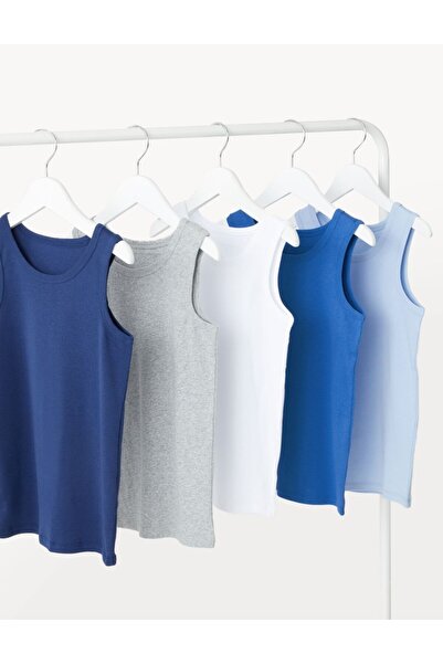 Marks & Spencer Saf Pamuklu 5'li Atlet (2-14 Yaş)