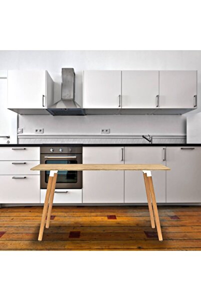 Homelux Cross Dining Table, 120x80x75 cm, MDF veneer wood, oak color, wooden legs