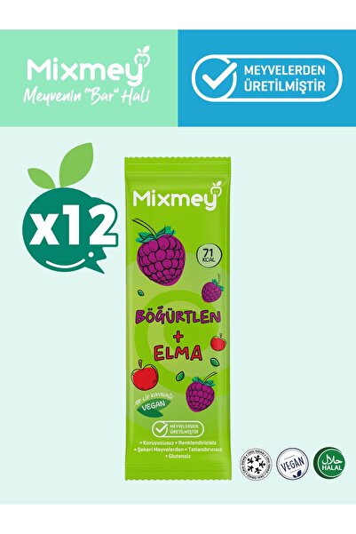 mixmey Böğürtlen Meyve Barı 12 Adet | Sağlıklı Atıştırmalıklar – Vegan, Glute...