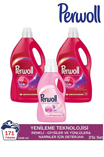 Perwoll Sıvı Çamaşır Deterjanı Renkliler 3950 MLX2+Yünlü ve İpekler 1485 ml