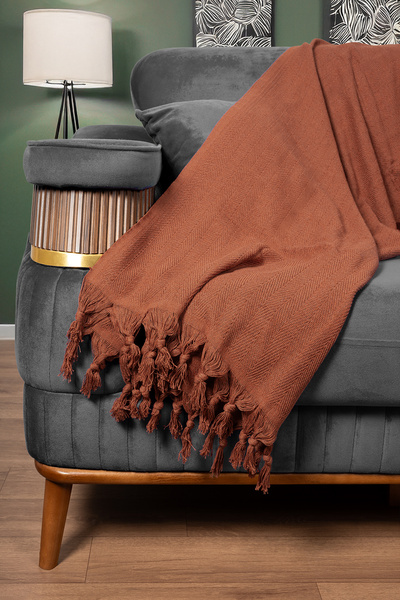 Cotto Home Sofa Cover 100% Cotton Striped Decorative Pique Multi-Purpose Tile Color 170X200 cm
