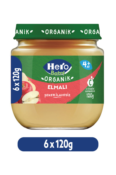 Hero Baby Organik Elma Püresi Kavanoz Mama 120g X6