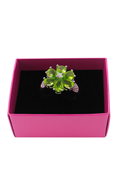 Bittox خاتم فضي اللون من الفولاذ المقاوم للصدأ بتصميم زهور رومانسية قابلة للت...