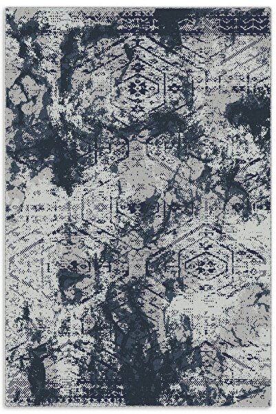 Pastel Home Abstract Blue Chenille Carpet Rug Non-Slip Washable Fringed Loung...
