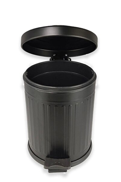 GörSeç 12 Liter Black Vintage Pedal Dustbin Kitchen Dustbin Bathroom Dustbin Shock Absorber Slow Lid