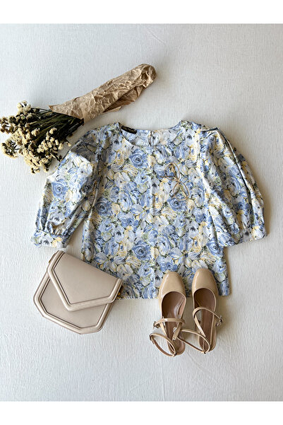 KÜÇÜĞÜM BUTİK Bluză din poplin cu mâneci cu balon cu model pastel