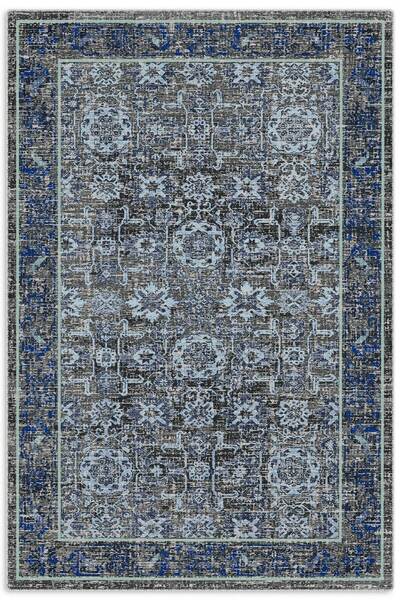 Pastel Home Blue Gray Anthracite Antique Chenille Carpet Rug Runner Non-Slip ...