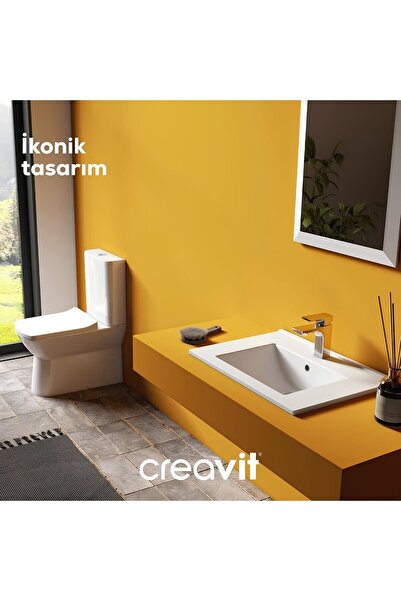Creavit Nova Beyaz Kanalsız Duvara Sıfır Klozet Takım NV361, Lara Thermoplast Yavaş Kapak