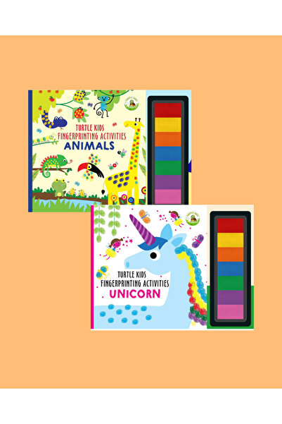 TURTLEKİDS مجموعة أنشطة بصمات الأصابع للأطفال من سلحفاة مكونة من قطعتين (حيوا...