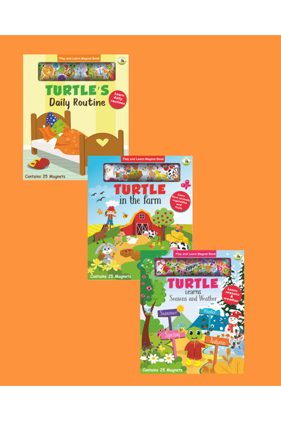 TURTLEKİDS Turtle Kids Play and Learn Magnet Book Series 3 (Daily Routine - Farm- Seasons & Weather)