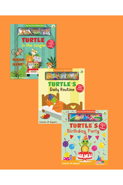 TURTLEKİDS Turtle Kids Play and Learn Magnet Book Series 3 (Jungle - Daily Routine - Birthday Party)