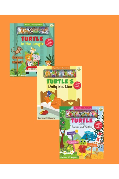 TURTLEKİDS Turtle Kids Play and Learn Magnet Book Series 3 (Jungle - Daily Routine - Seasons & Weather)