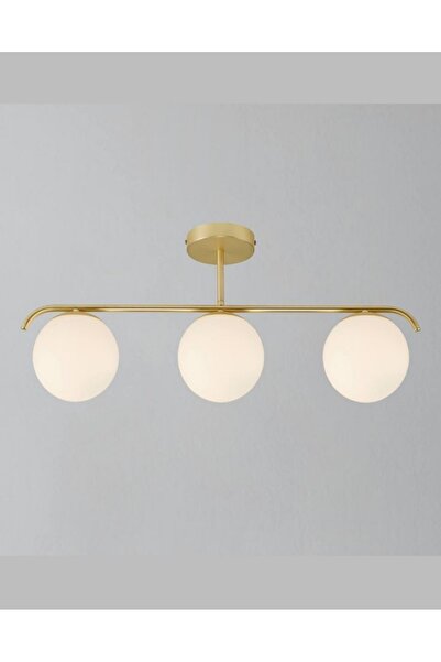 demet habek mylights mylights üçlü antik eskitme opal camlı plofonyer avize m...