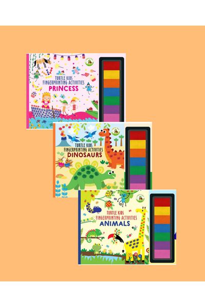 TURTLEKİDS Turtle Kids Fingerprint Activities Series 3 (Princess - Dinosaurs - Animals)