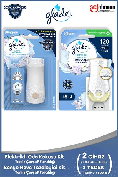 Glade Elektrikli Oda & Banyo Hava Tazeleyici Koku Seti – Temiz Çarşaf Ferahlığı