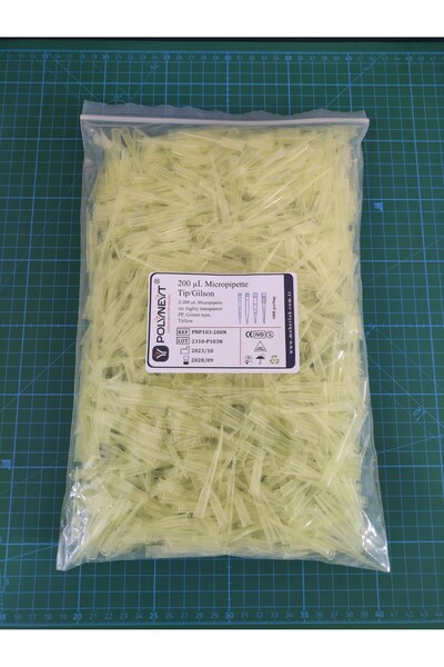 POLYNEYT Pipet Uçları - Gilson 200 μl - Şeffaf- (1 paket 1000 adet) - Non-Steril