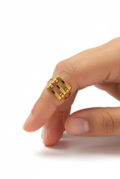 Çgk Çiğdem Gürel Kuyumculuk 8 Ayar Altın Üç Sıra Modern Tasarım Kadın Yüzük – Minimal & Şık Model