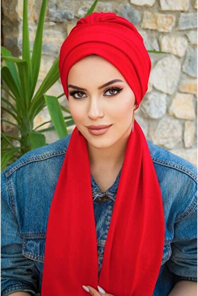 Aişe tesettür Red Scarf Hijab Bonnet