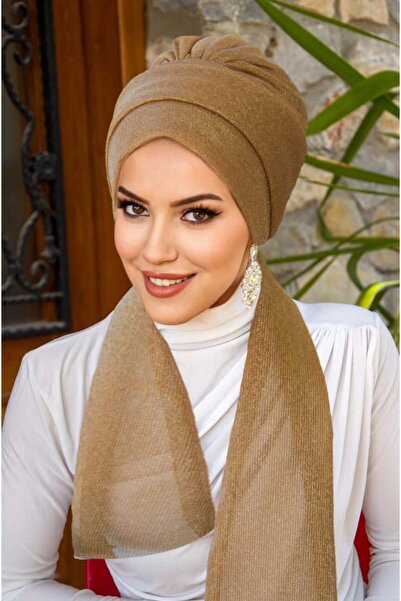 Aişe tesettür Bakır Işıltılı Atkılı Bone