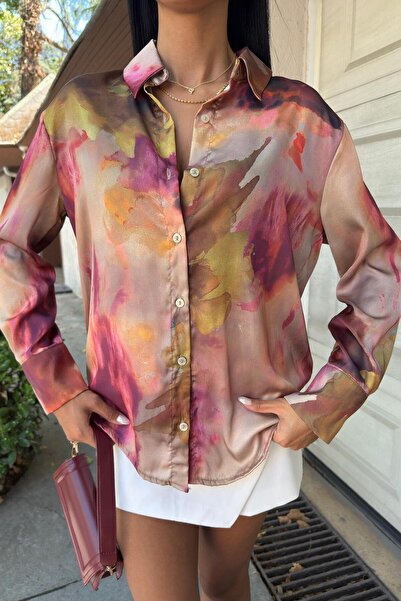 Lijuri Cămașă din satin cu model batik 3445 R9-C-K2