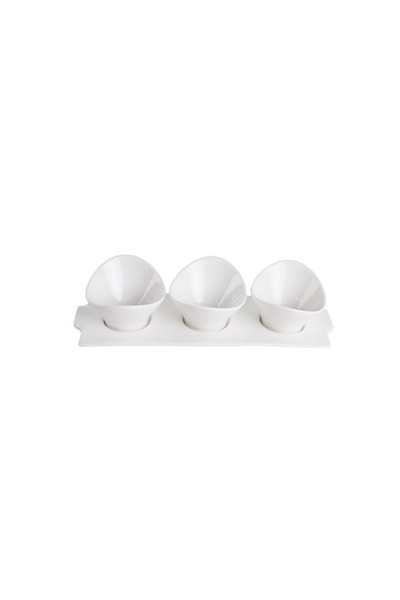 SQUALO 3-compartment bowl (porcelain) with an elegant and modern design - white 27.8x9.5x6.5 cm