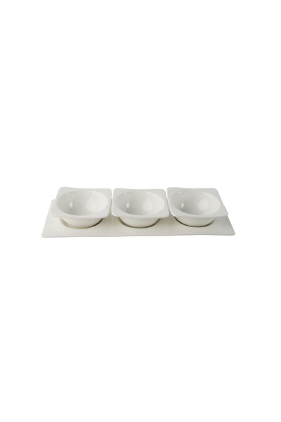 SQUALO Rectangular 3-compartment porcelain bowl with an elegant and modern design - white 34.2x13x5.5 cm