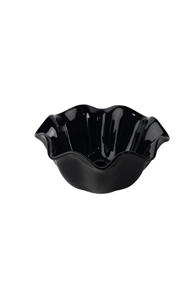 SQUALO Elegant Round Rose-Shaped Porcelain Bowl with Modern Design - Black 21x21x9 cm